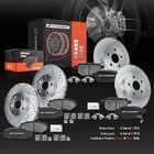 A-premium Front And Rear Drilled And Slotted Disc Brake Rotors   Ceramic Pads Ki