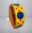 Beautifully Butterscotch  slice  Vintage Bakelite Bracelet W inlaid Dots