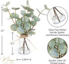 Artificial Eucalyptus Stems In Glass Vase  3 Pcs Faux Plant For Centerpiece