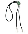 Silver Plated Handcraft Nature Green Stone Western Cowboy Rodeo Bolo Tie