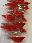 Hair Clip Barrette Pin Metal Back Red Kissing Lips Lip Set Vintage 70   s 80   s Nos