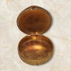Vintage Small Brass Pill Box Enameled Flower Basket Motif