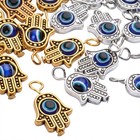 40pcs Antique Hamsa Hand Evil Eye Charms Hand Of Fatima Pendants Jewelry Find   