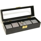 3 Black Faux Leather Watch Display Box Holds 5 Watches
