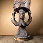 Antique African Ceremonial Statue Carving   Drum 36  Tall
