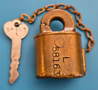 Vintage Brass Reg d Us Mail Lock Postal Rotary Padlock - With Key Wear And Dings