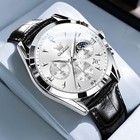  Men s Leather Analog Quartz Watch - Luxury Chronograph 3609p-black-white