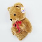 Vintage Bear Plush Stuffed Animal Brown Teddy Soft Toy Red Bow Skm 16 