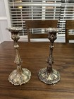 Pair Of Antique Victorian Brass And Silver Plated Sheffield Candlesticks 1800   s