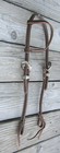 West 74 Dark Brown Basketstamp Leather 5 8  One Ear Double Spot Buckle Headstall
