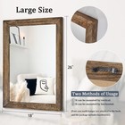 Aazzkang Rustic Wood Mirror Rectangle Decorative Wall Mirrors With Frame Larg   