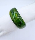 Vintage Yellow   Dark Green Marble Bakelite Bangle Bracelet Tested 