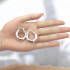 925 Sterling Silver Hoop Earrings  Hammered Finish  Latch Back  Lightweight 1520