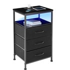 Jhk 3 Fabric Drawers Cabinets With Charging Station Bedside End Table With