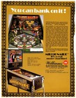 Williams Millionaire Pinball Machine Magazine Ad 1986 Arcade