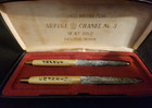 Vintage Arpege Chanel  5 Ballpoint  14 Kt Gold Perfumed Writing Pens Set W case