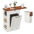 Trash Can Cabinet Tilt Out Kitchen Hidden Garbage Bin Cabinet W drawer Off White