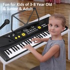 Full Size 61 Key Music Digital Electronic Piano Keyboard With Microphone   Stand