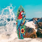 Outdoor Parrot Surfboard Wall Art Tropical Theme  Decorative Pvc  3 - 5 Feet