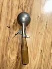 Vintage Ice Cream Scoop Wooden Handle Lever Action 8 5    Nice Patina