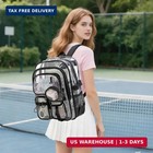 Girls Clear Backpack For School Heavy Duty See Through Transparent Bookbag  blac