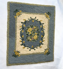 Ooak Vtg 1 12 Dollhouse Hand Hooked Blue Yellow Floral Bound Edge Area Rug 8x10 