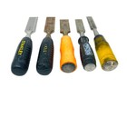 Vintage   Modern Wood Chisels Stanley 1  25mm Orange   Amber Handles  Lot Of 5