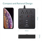 9-in-1 Power Strip Surge Protector 9 Outlets 3 Usb Ports 5 Ft Cord Black
