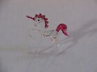 Vtg Hand Blown Clear Glass Unicorn W red Horn mane tail Figurine  Unmarked