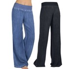 Women s Casual High Waist Elasticity Denim Wide Leg Palazzo Pants Jeans Trousers