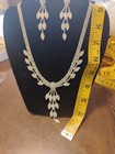 Necklace And Earrings Set Silver Tone Rhinestone Adjustable 18-25 Inches Long