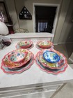 The Pioneer Woman Teal coral floral 12-piece Dinnerware Set Service For 4 Nwot