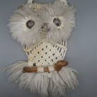 Handmade Macrame White Owl On Wood Branch Wall Hanging 21 Inches