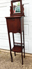 Rare Turn Of The Century Victorian Oak Shaving Stand W  Beveled Mirror  Key   