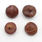 Vintage Leather Toggle Knot Buttons Lot 4 Handmade Primitive Rustic Sewing