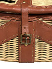 Vintage Antique Hong Kong British Leather And Wicker Fishing Creel