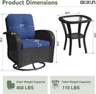 3 Pcs Patio Furniture Sets Swivel Rocker Patio Bistro Set Wicker Cushions Table