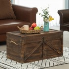 Brown Large Wooden Lockable Trunk Farmhouse Style Rustic Brown