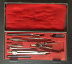 Vintage Metal Drafting Compass Drawing Tools In Box  For Parts  European 
