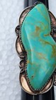 Huge Vintage Navajo Sterling Silver Blue Gem Turquoise Ring 2 5  - X 1  - Rare
