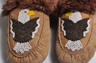 Vintage Native American Indian Beaded Eagle Design  Moccasins - Fair Condition