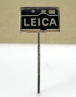Vintage Leica Camera Hat Lapel Or Stick Pin Black Enamel Gold Tone Metal Logo