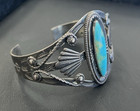 Vintage Bell Trading Post Sterling Silver Turquoise 6  Cuff Fred Harvey Era