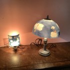 Baby Nursery Lamp 15    Reverse Painted Glass  Blue Shade  Stork With Night Light