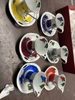 Casati Fine Porcelain 6 Tea Cup Set With Gold And Floral Accents New In Box