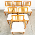 Mid Century Modern Dining Chairs Set 6 Solid Oak White Armchairs Captain Vintage