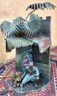 Antique Circa 1900 Bronze Austrian Bronze Lamp Of Produce Seller