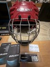Bauer Re-akt 150 Helmet  Medium Red  Plus Titanium Face Mask  Used 3 Times  