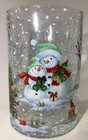 Yankee Candle 7  Festive Christmas Snowman Crackle Glass Candle Holder Nib    