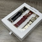 New    Michael Kors Set Leather Black gold burgundy Strap For 38-45mm Apple Watch